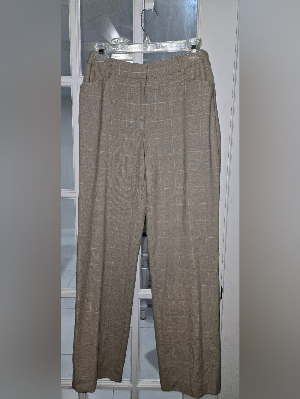 Rachel Zoe Taupe Windowpane Trousers